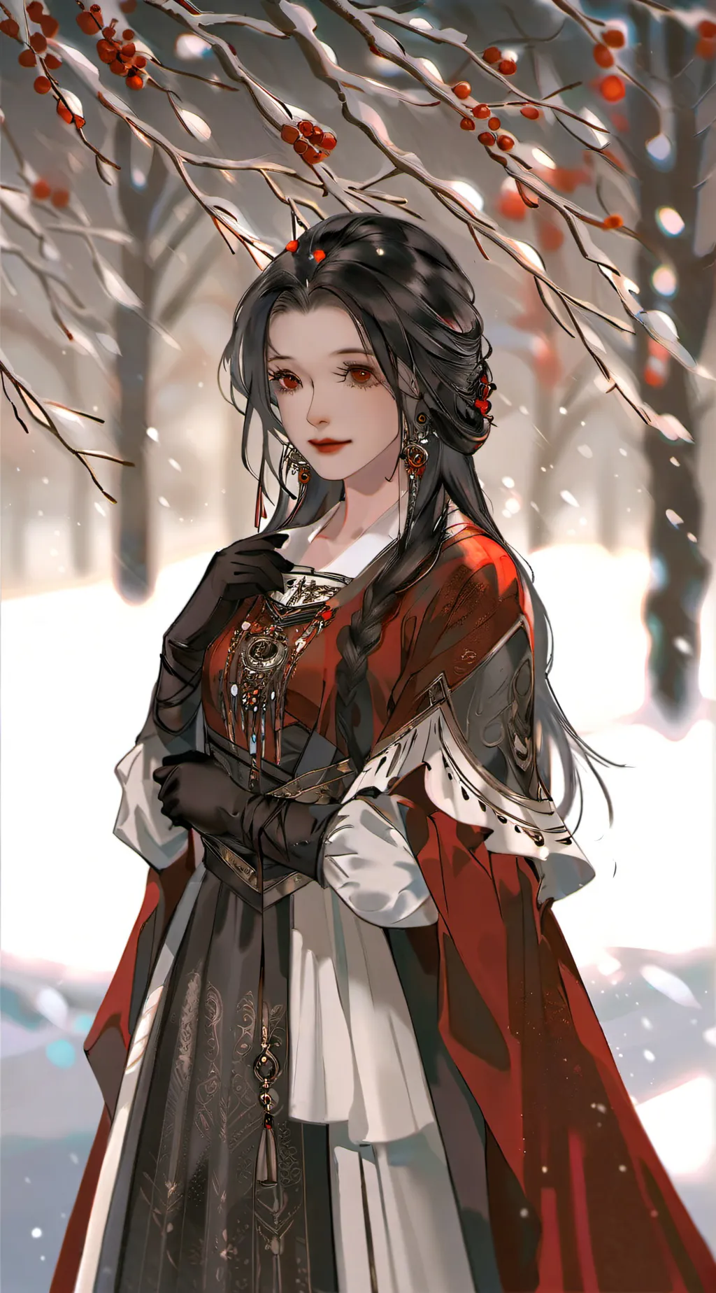 ai character: .girl with gloves. background