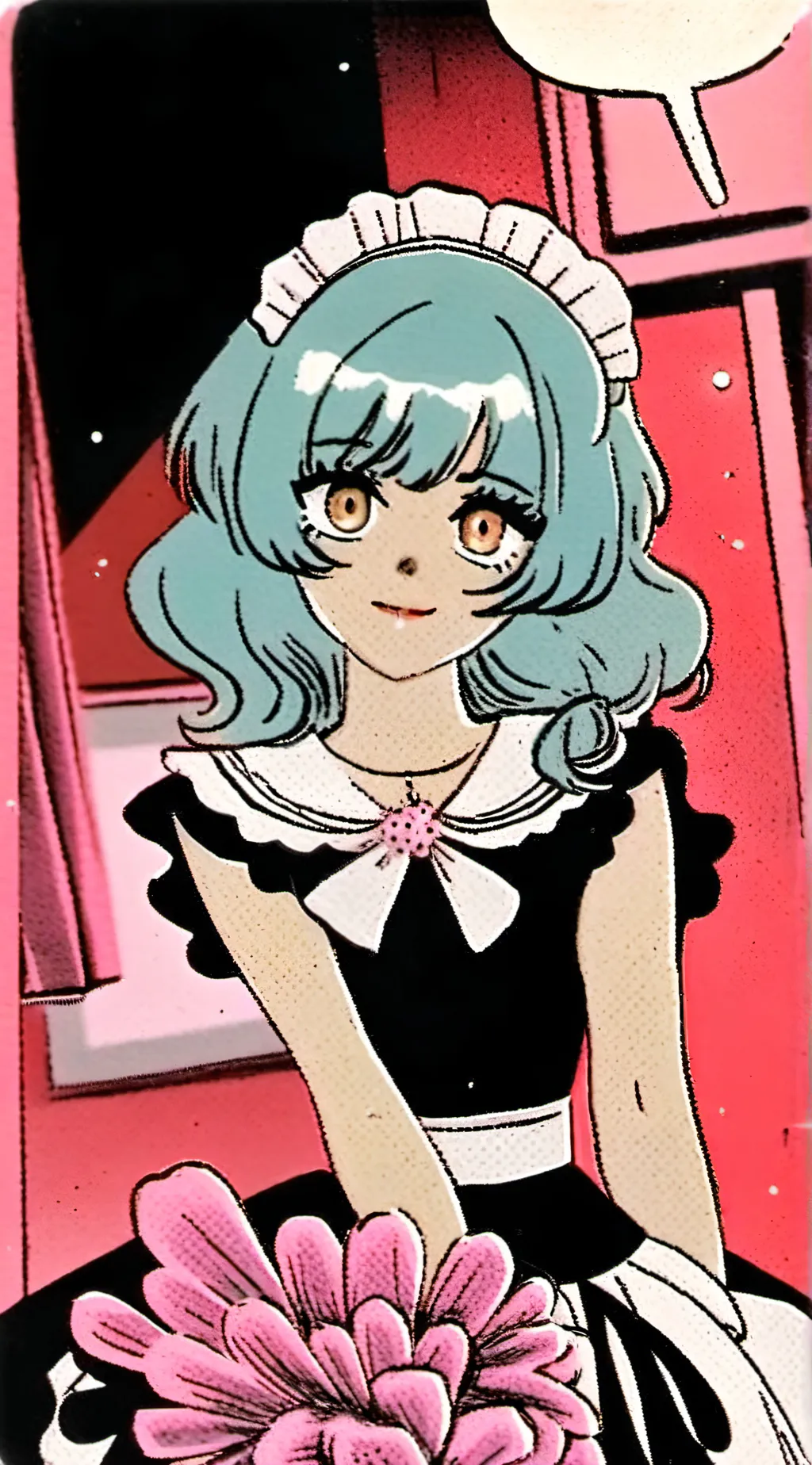 ai character: maid red background