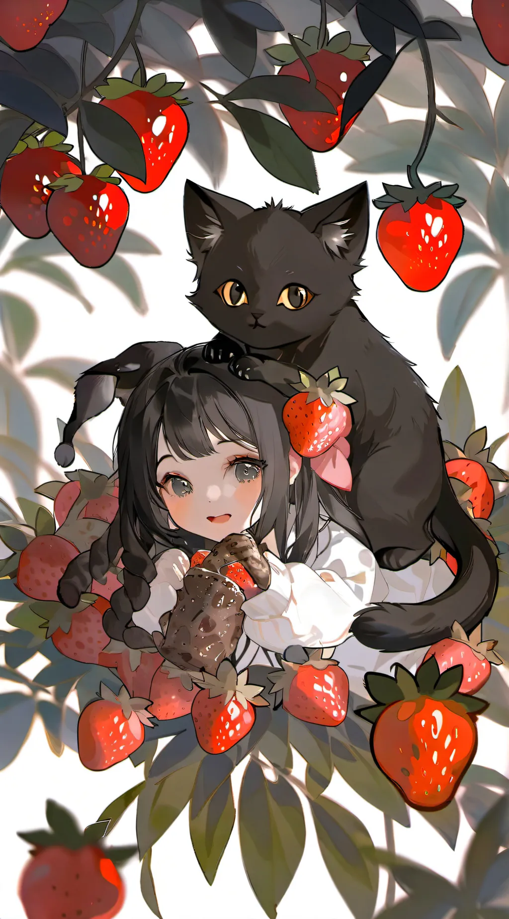 ai character: strawberry cat 🍓 background