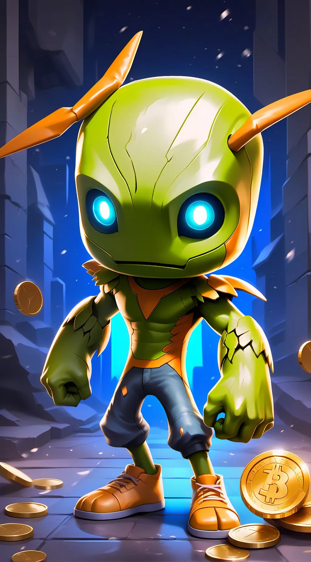 ai character: coin head background