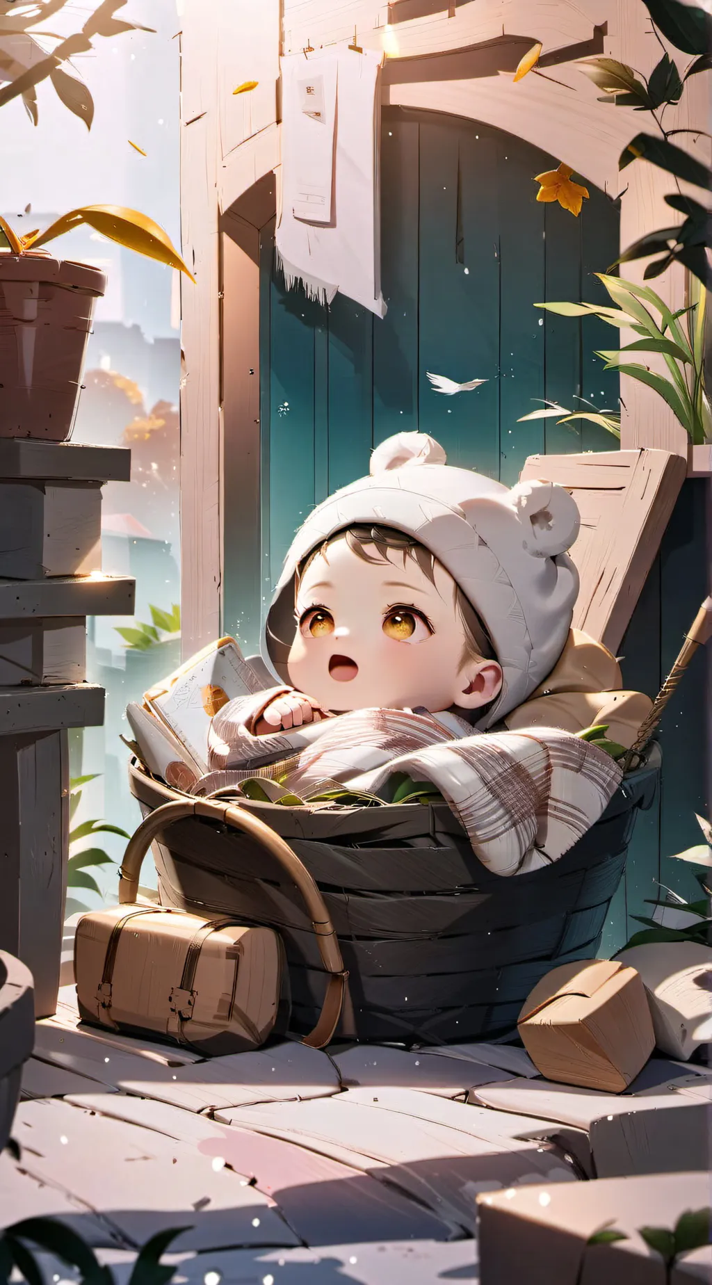 ai character: newborn baby  background