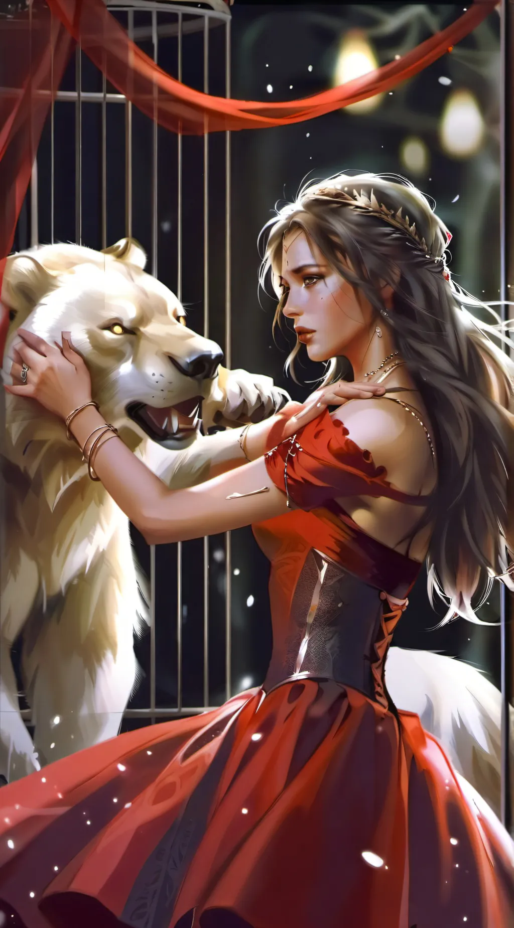 ai character: Princess and lion background