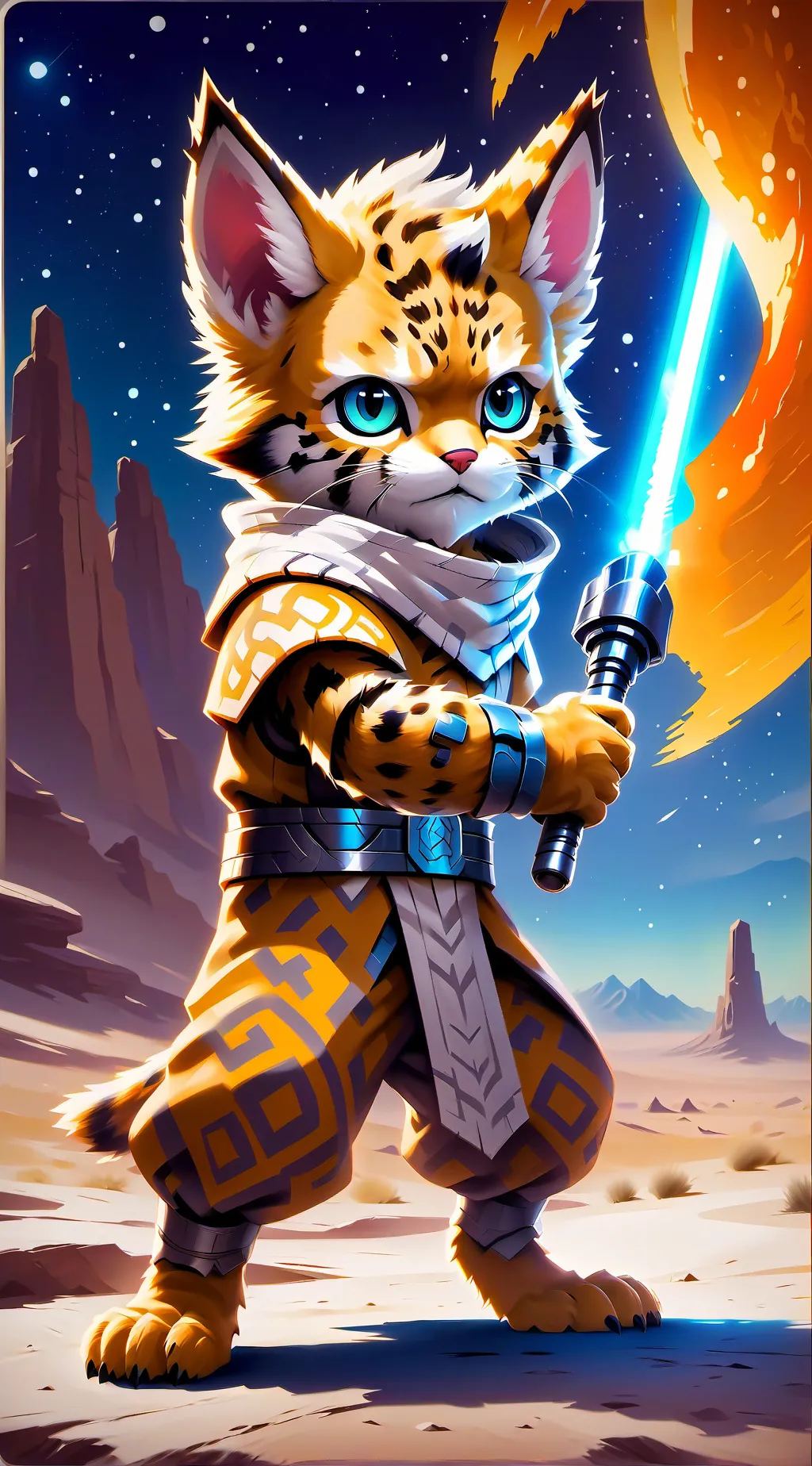 ai character: 😺 Luke Skypawer🌌 background