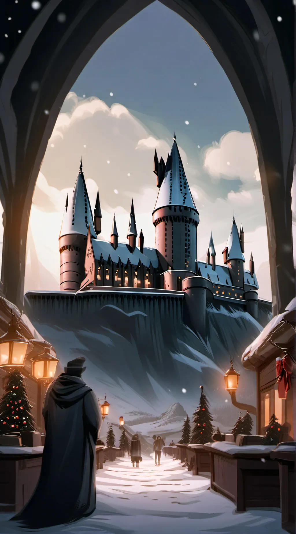 ai character: Hogwarts Christmas background