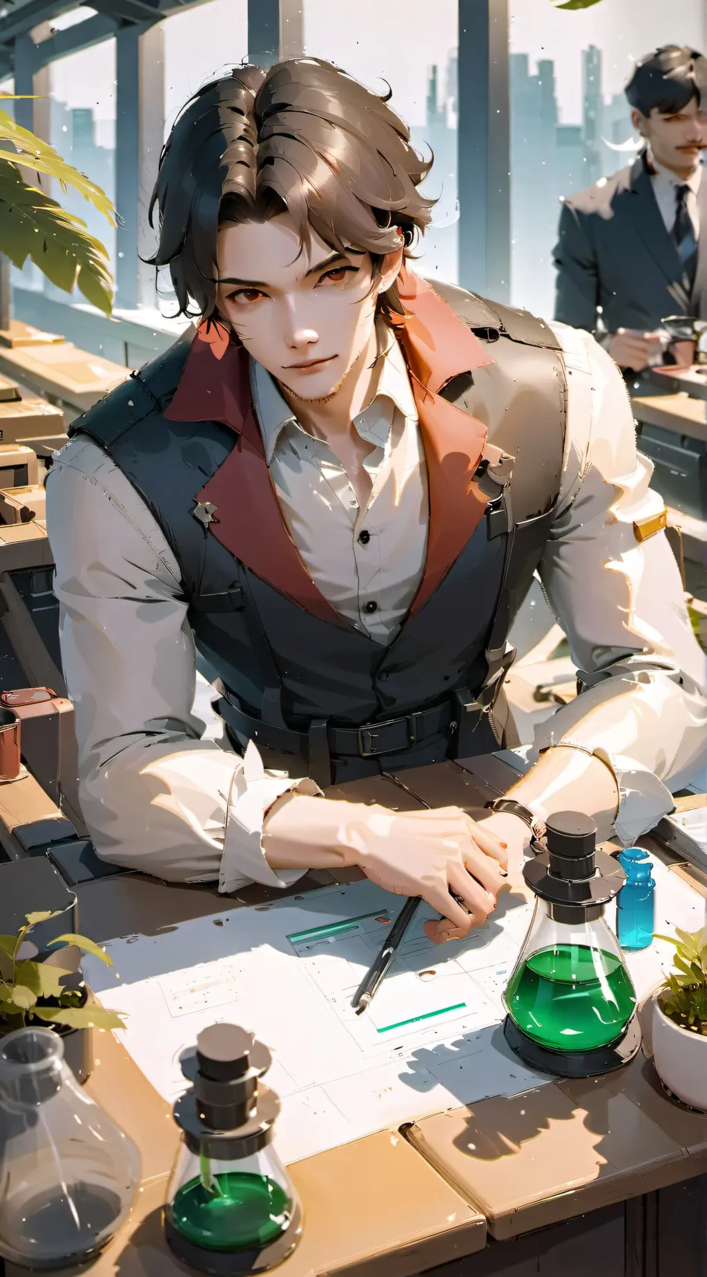 ai character: ᖴᑭᗴ Science ᗩᑎ🤯🤯🤯🤯 background