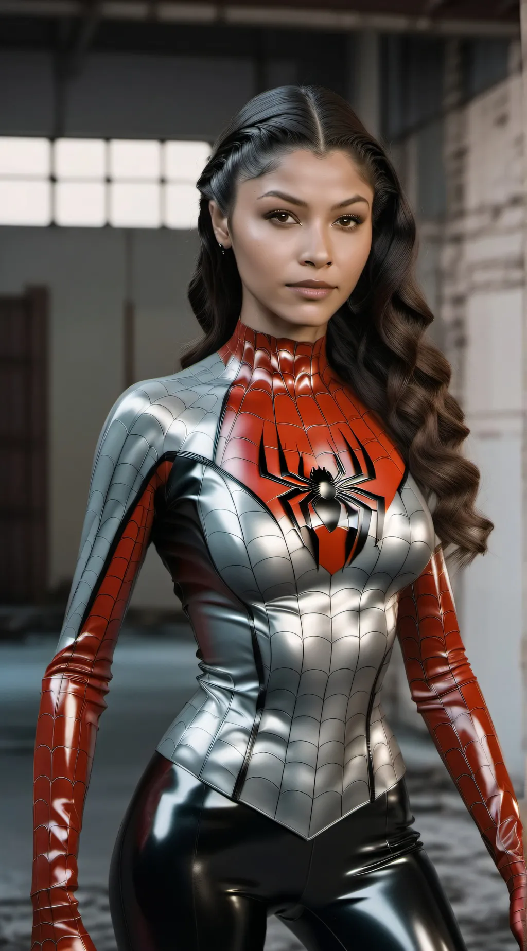 ai character: Anya- Spider woman background