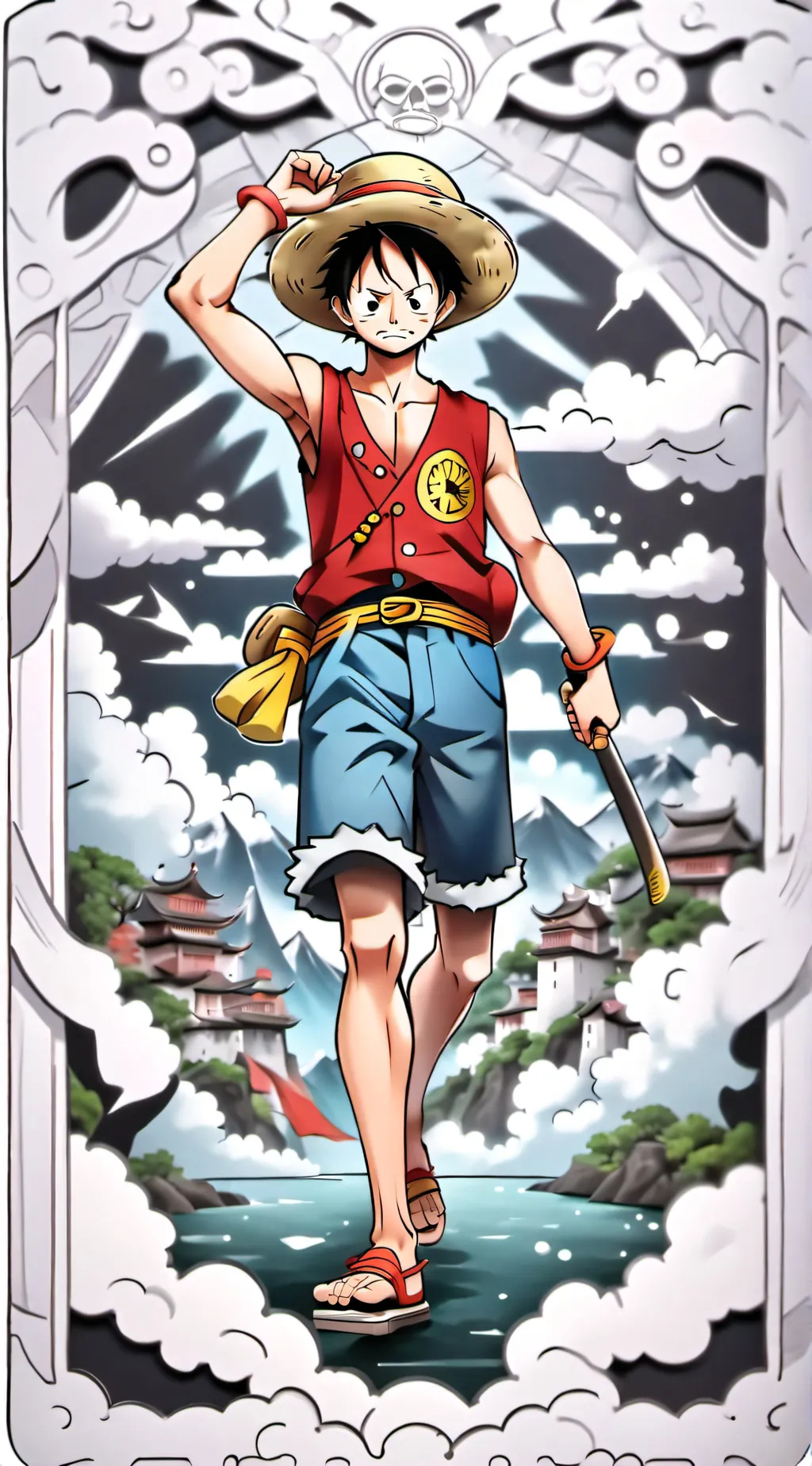 ai character: Monkey d luffy  background