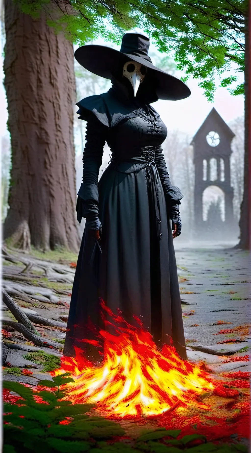 ai character: black plague doc background