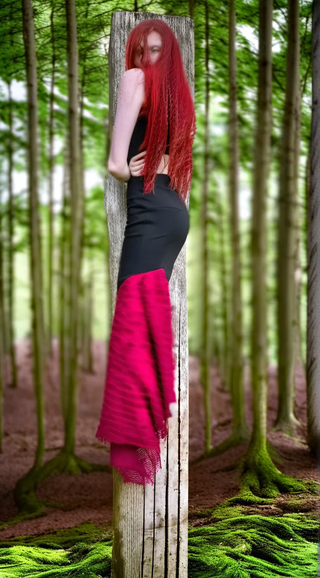 ai character: dead girl tied up background