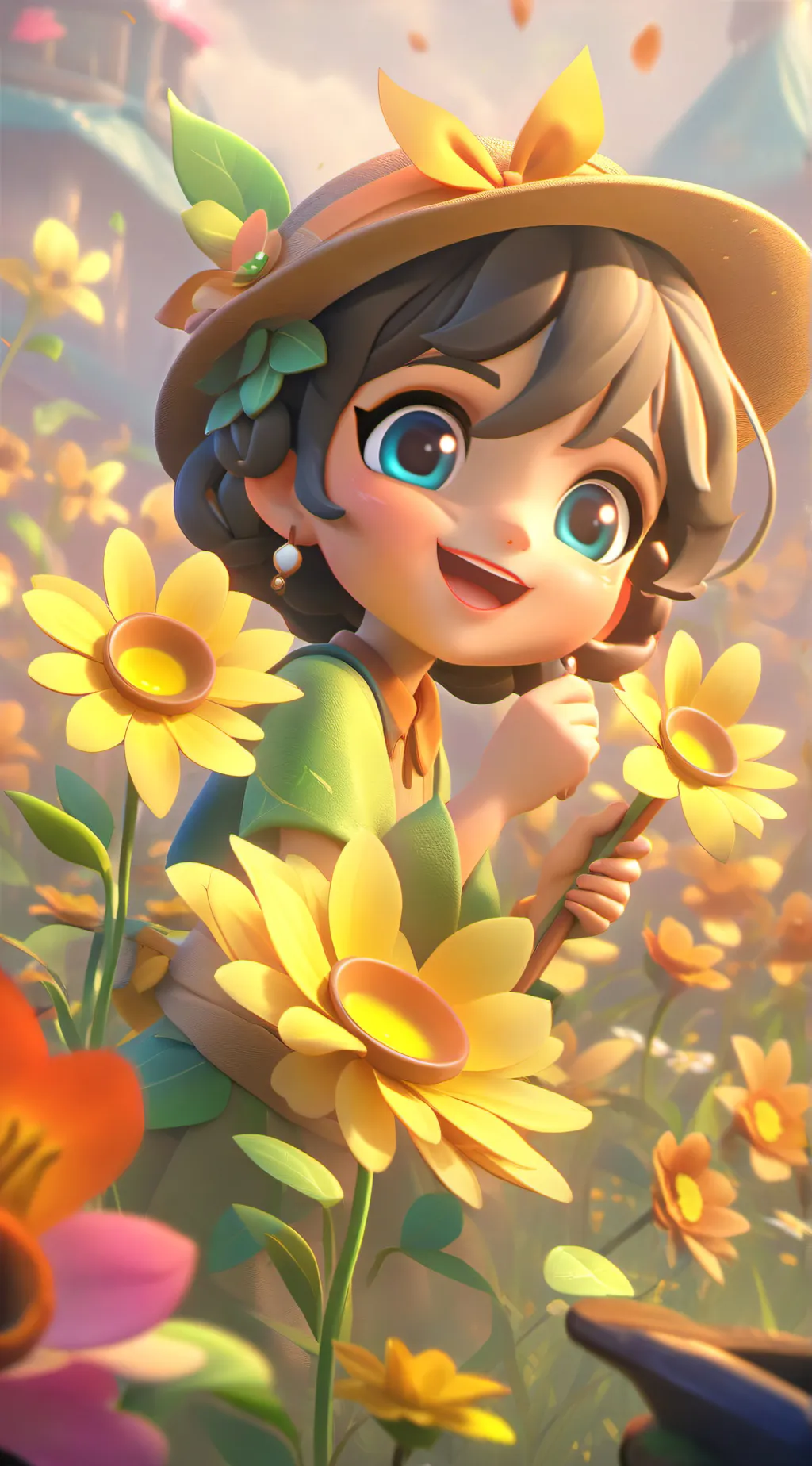 ai character: Flower picker  background