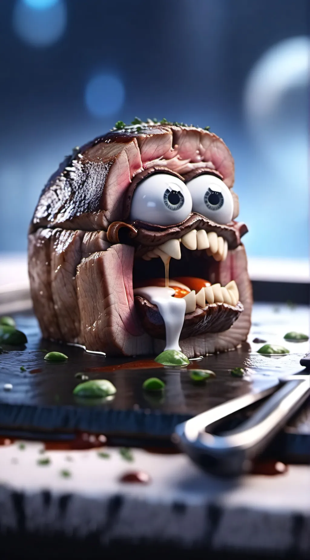 ai character: Charlie the steak  background