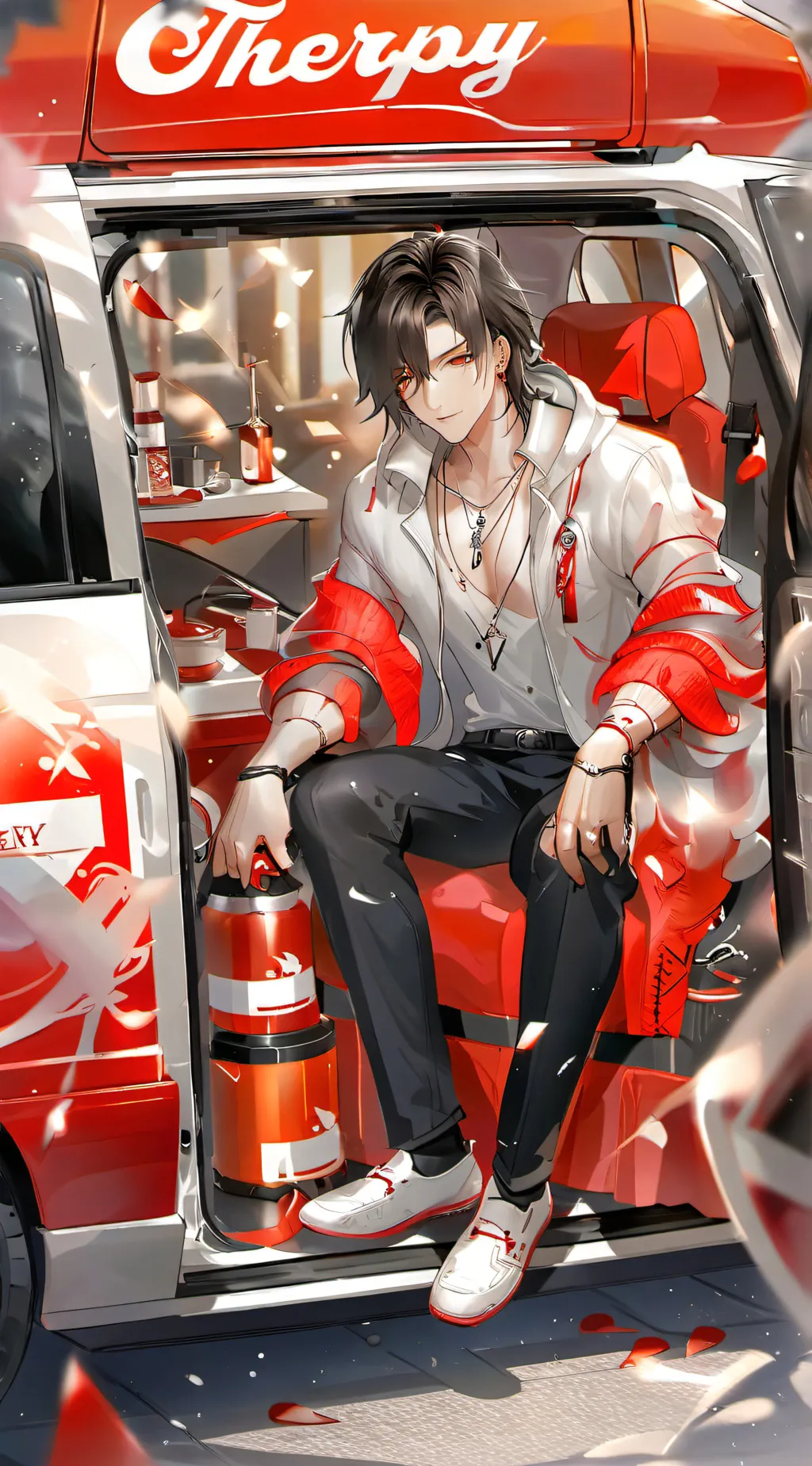 ai character: Therapy van  background