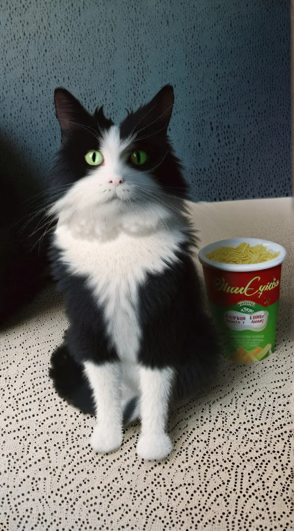 ai character: Loki eaten noodles background