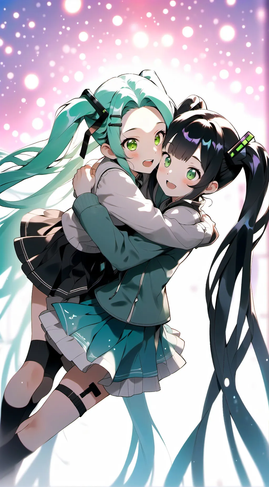 ai character: nezuko and miku background