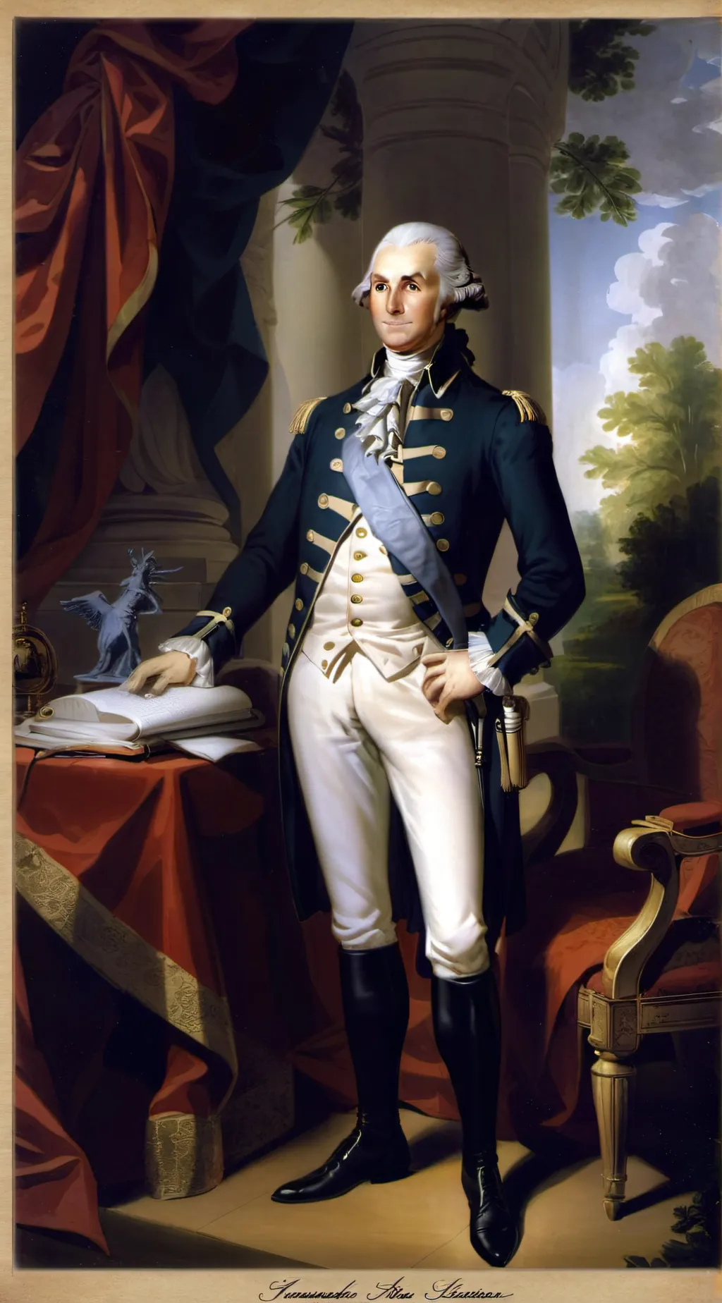 ai character: george Washington background