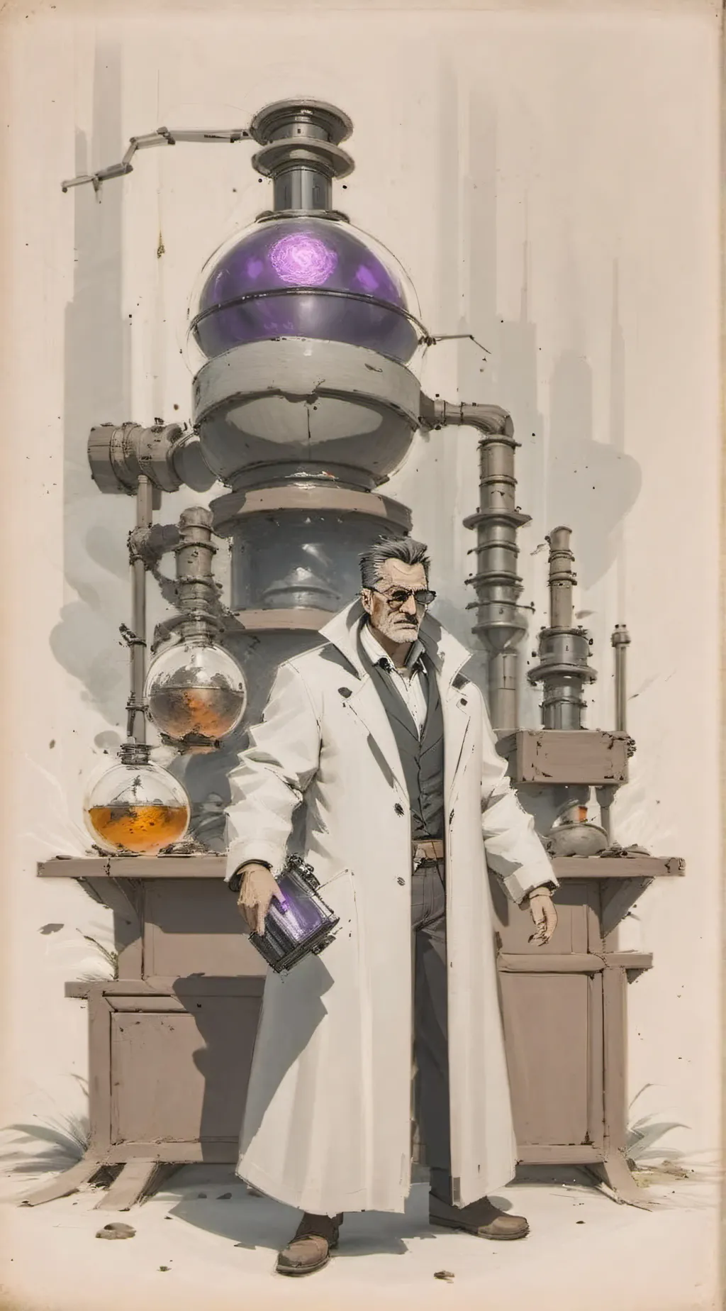 ai character: Evil scientist  background