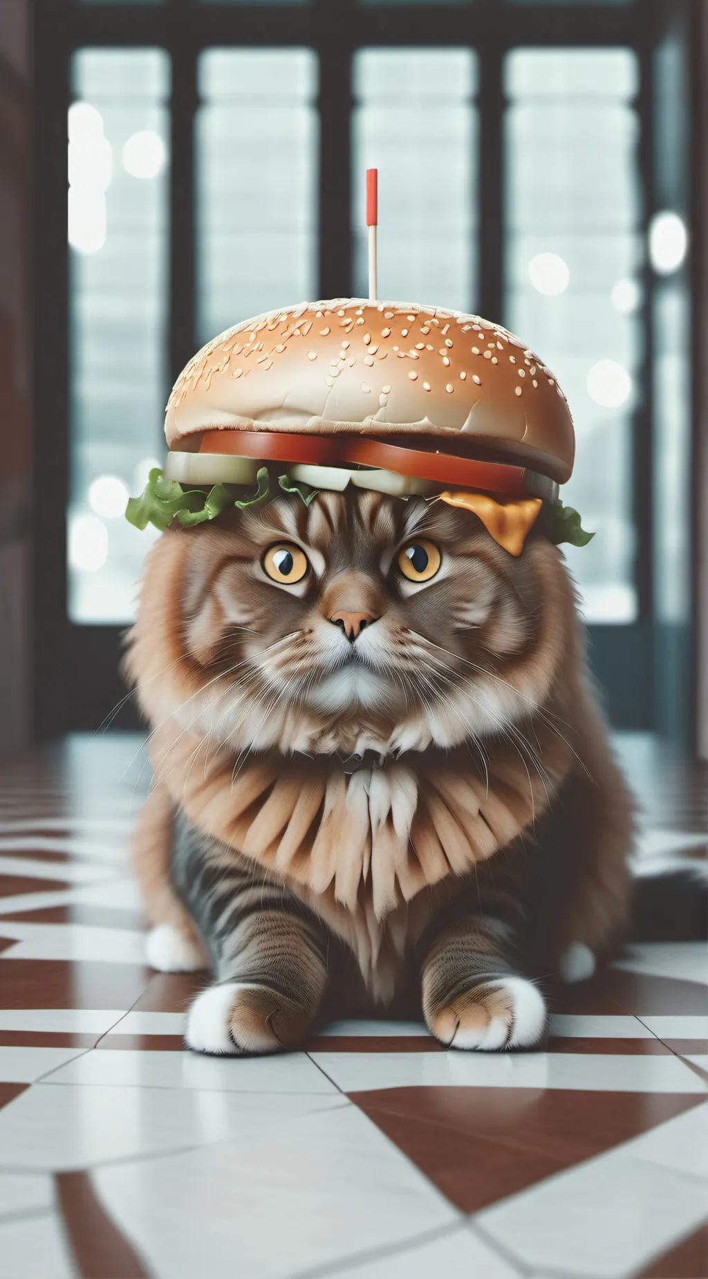ai character: burger cat background