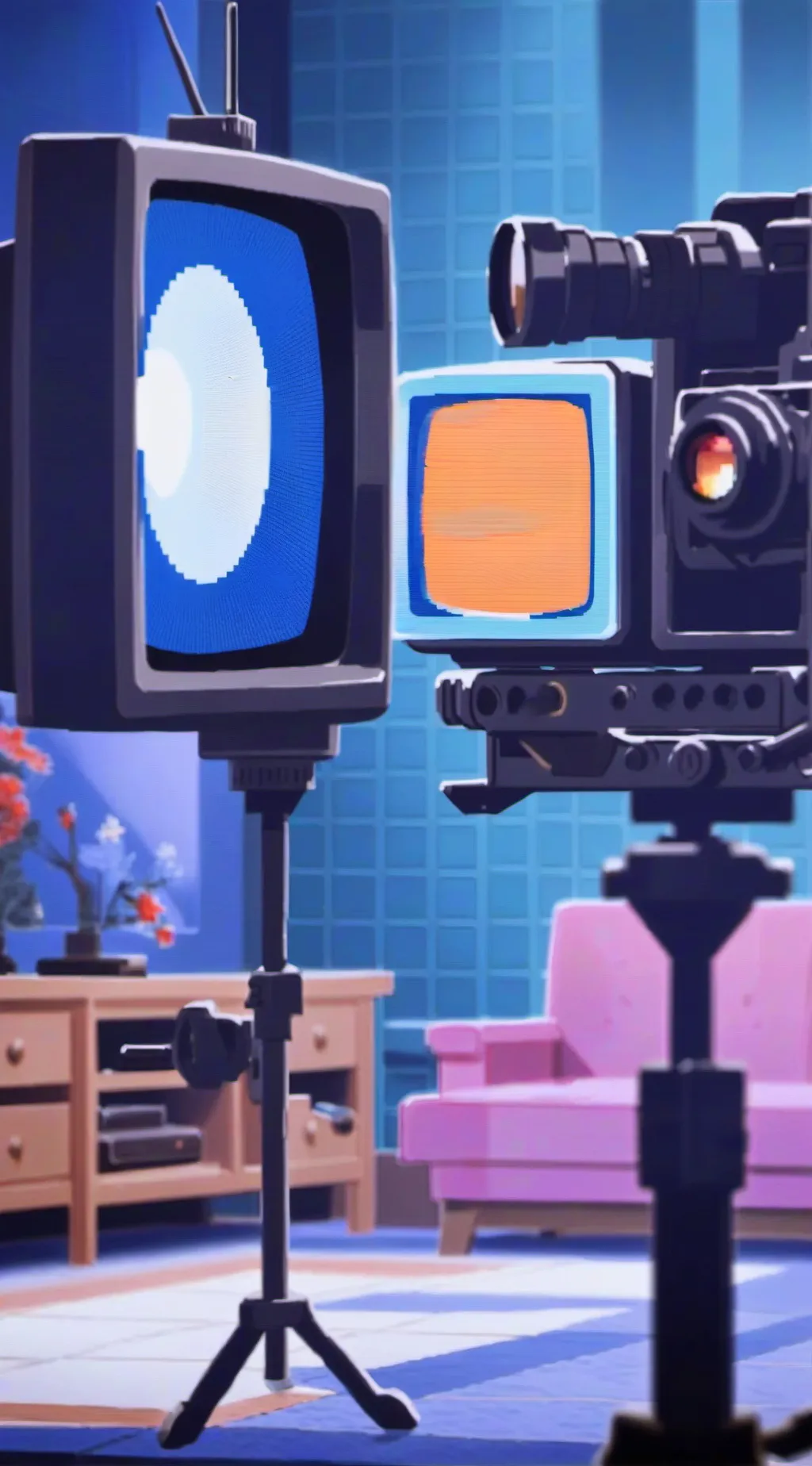 ai character: tv woman x brown background