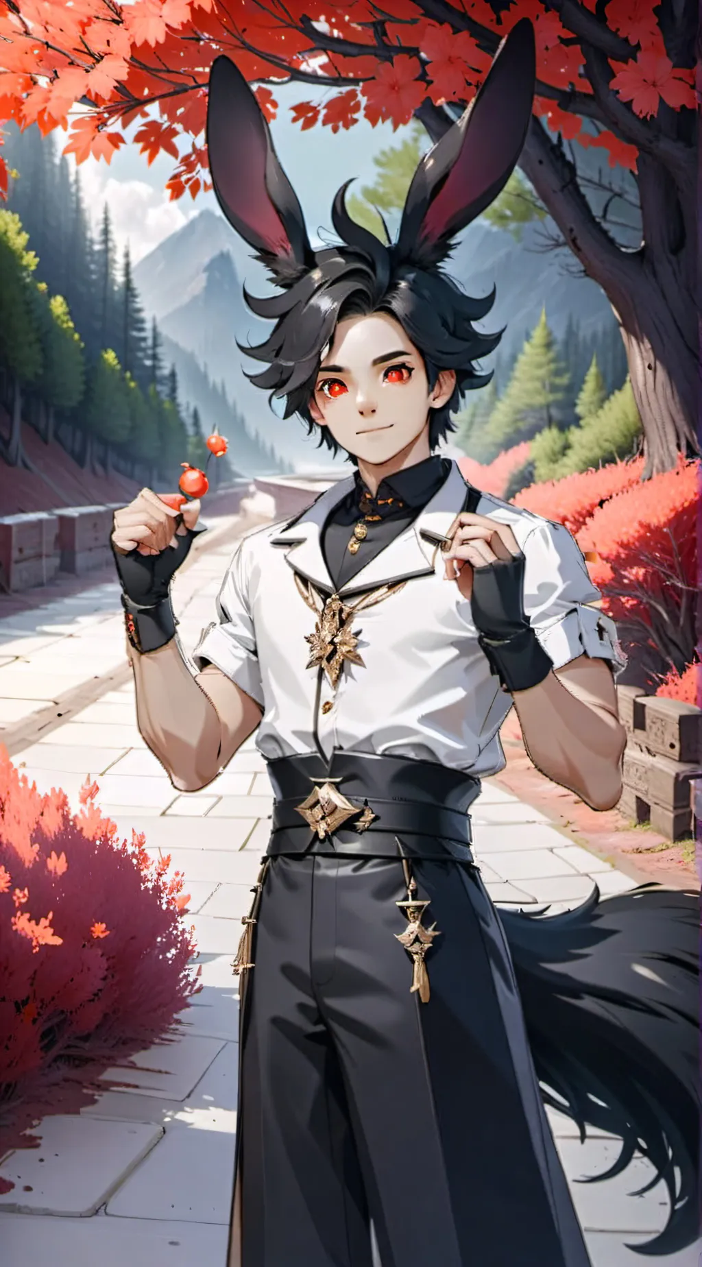 ai character: Marcus the rabbit🖤 background