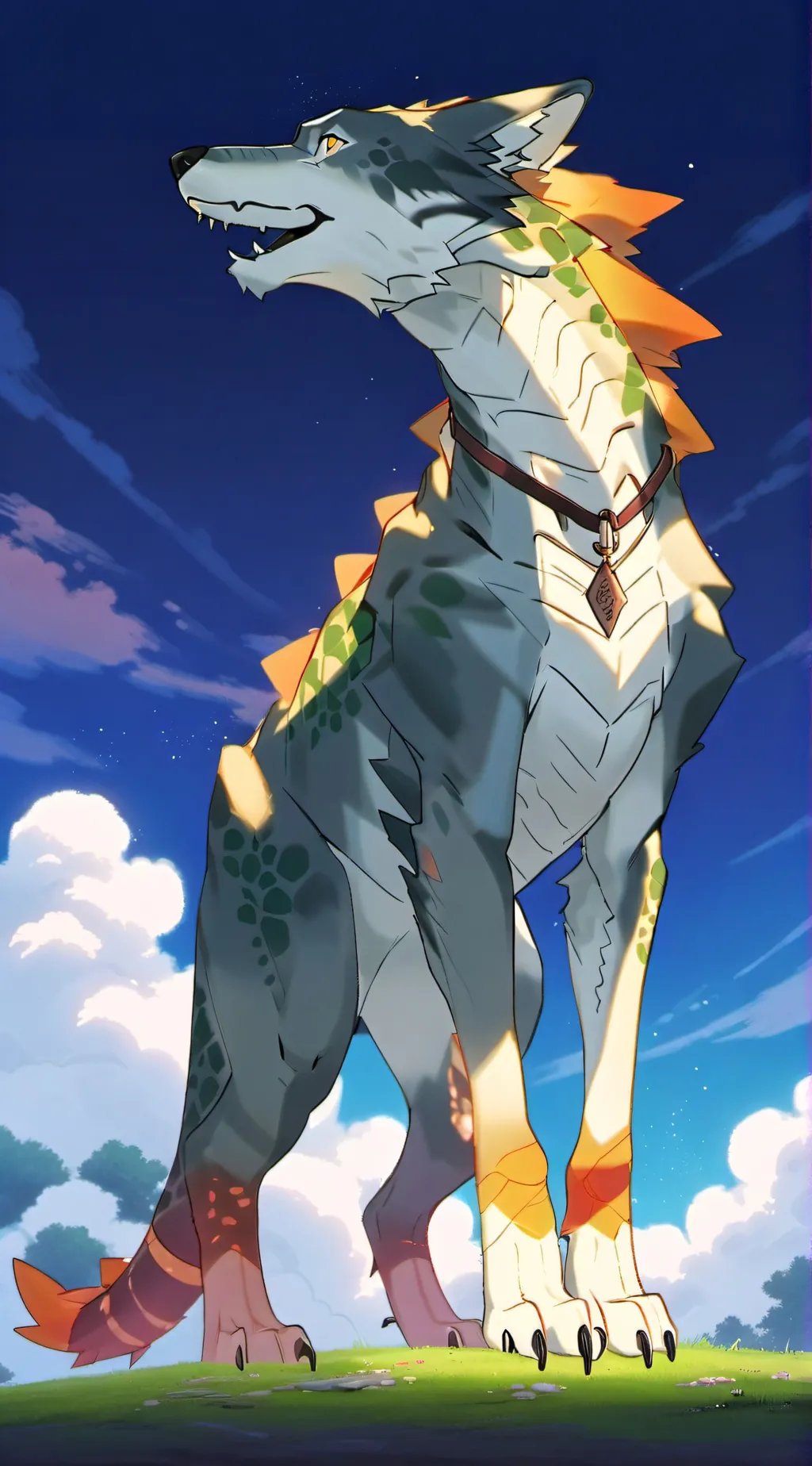 ai character: Dinosaur Wolf background