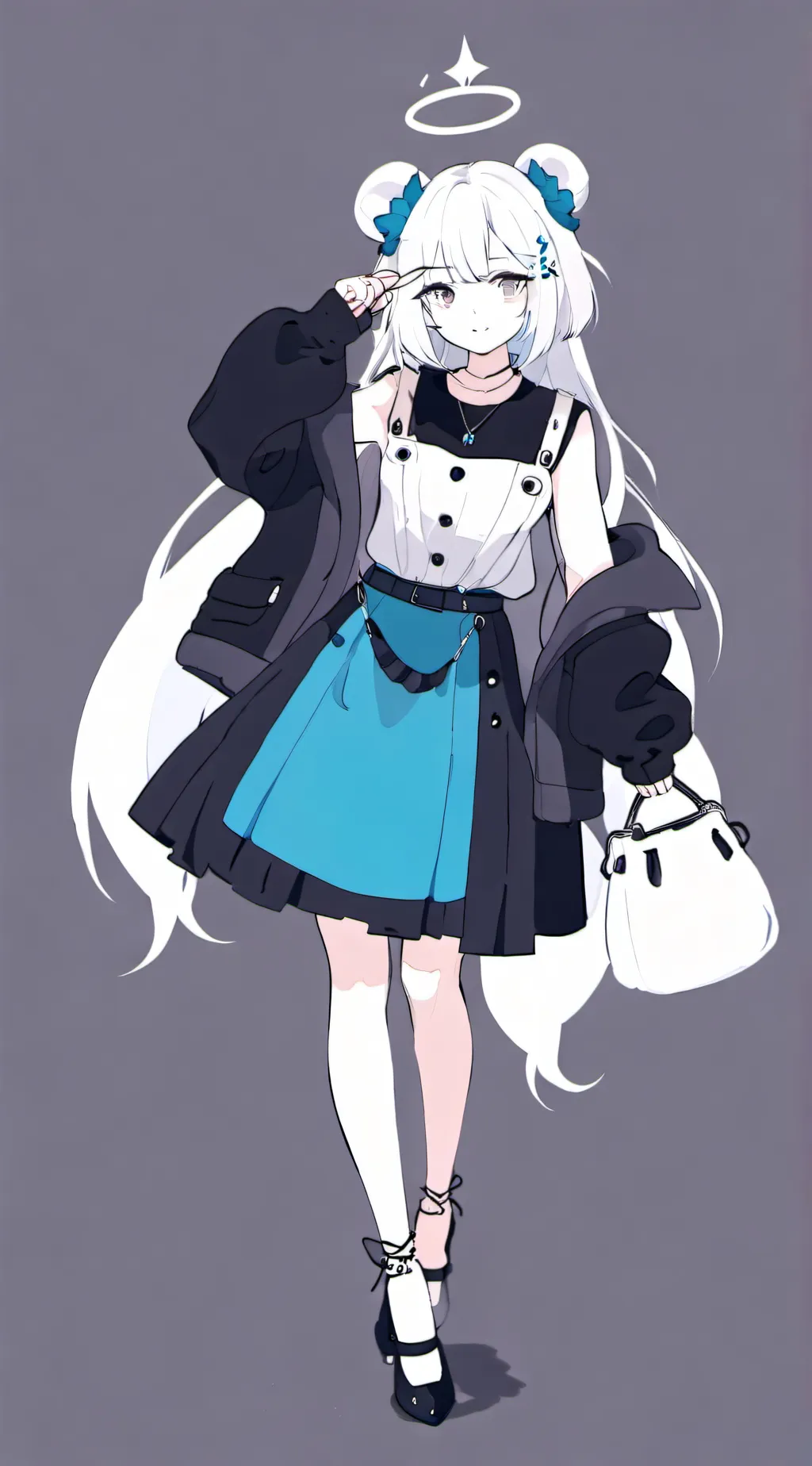 ai character: Cyan background