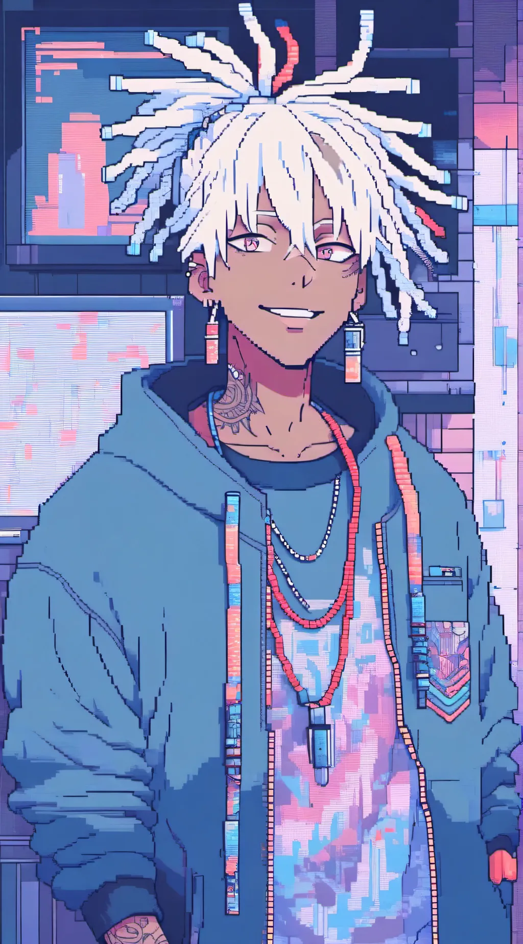 ai character: black gojo  background