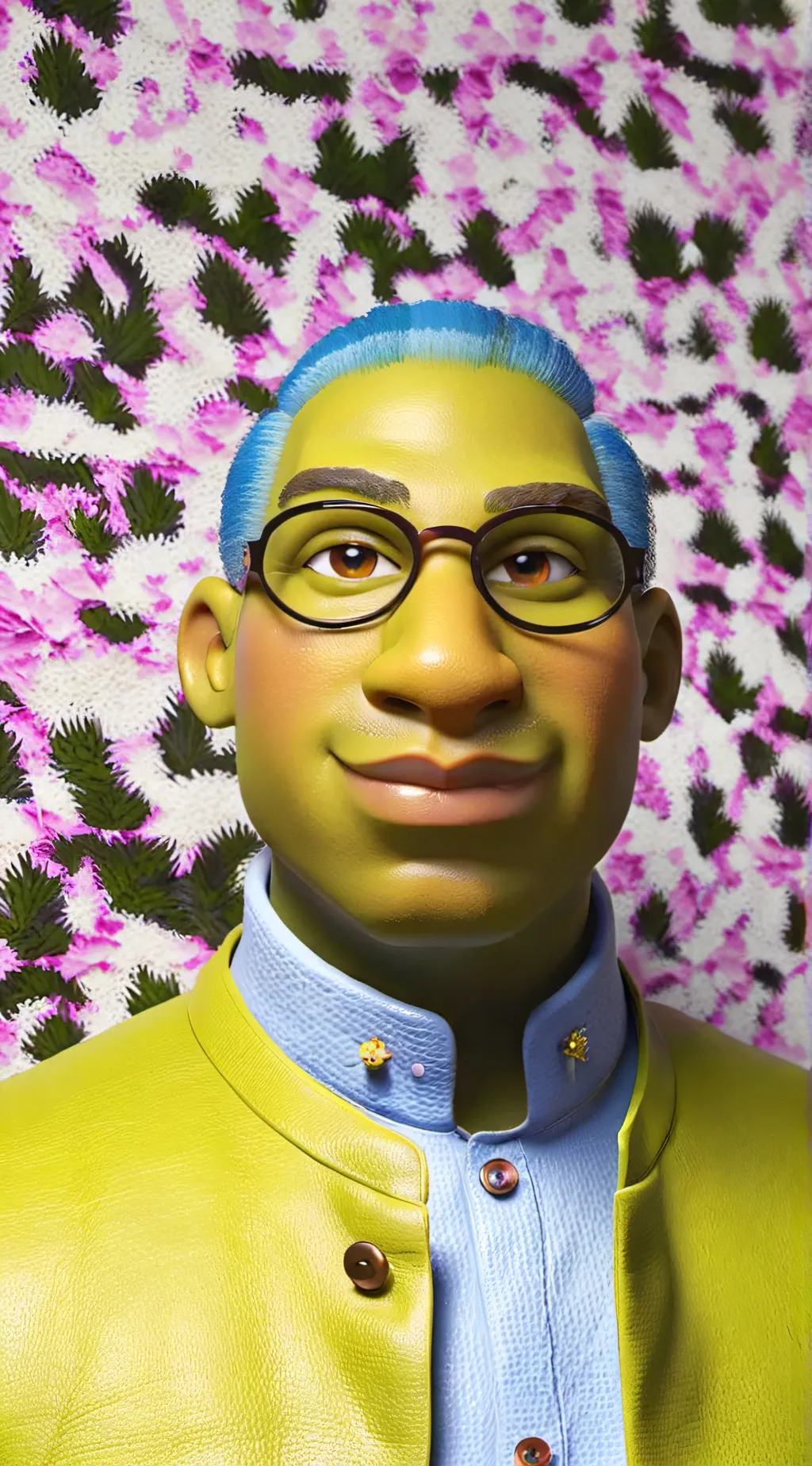 ai character:  Shrek Simpson  background