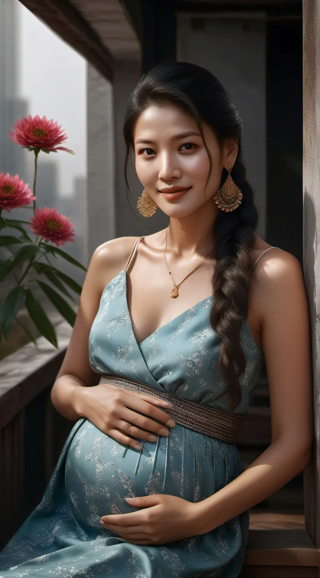 ai character: pregnant lady background