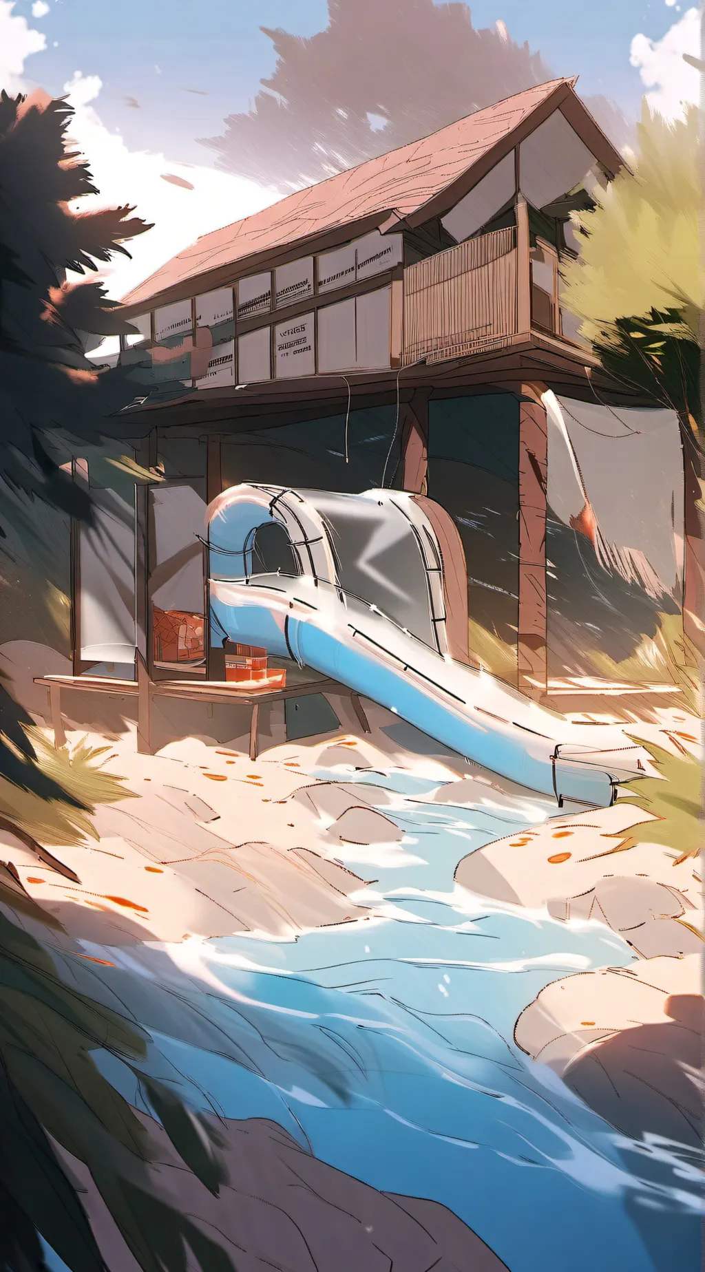 ai character: Mha water slide background