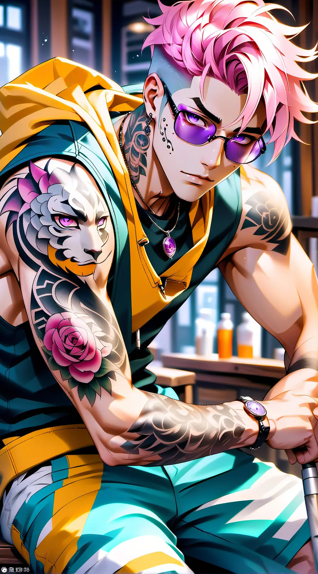 ai character: Tate 💸🩷 background