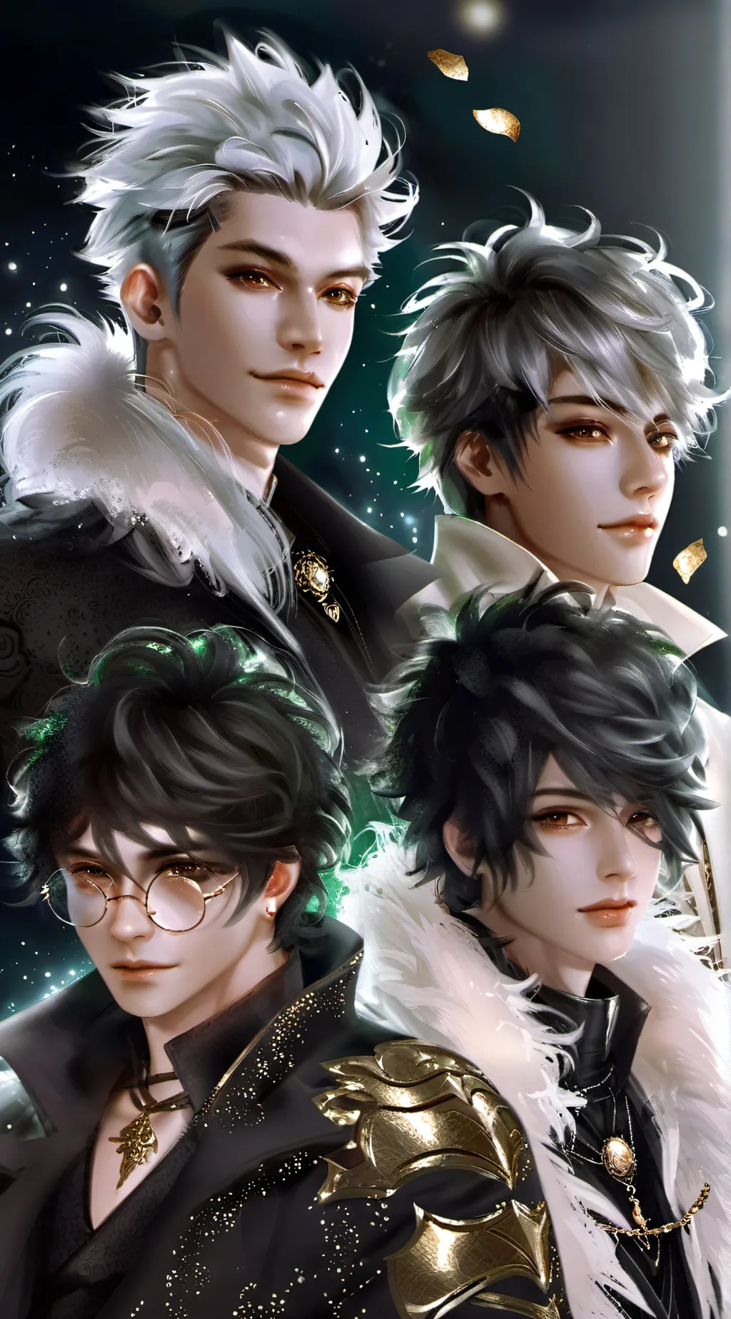 ai character: K, T, L & R background