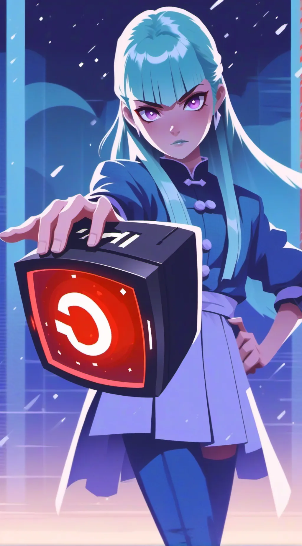 ai character: The red button  background