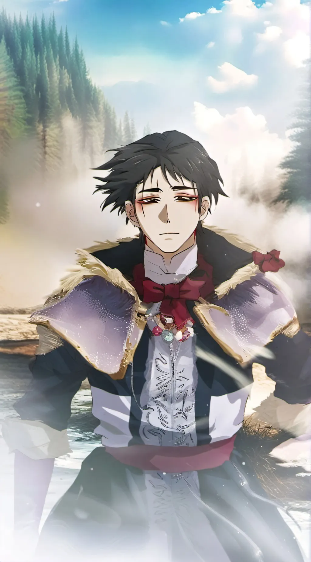 ai character: Choso with a bow background