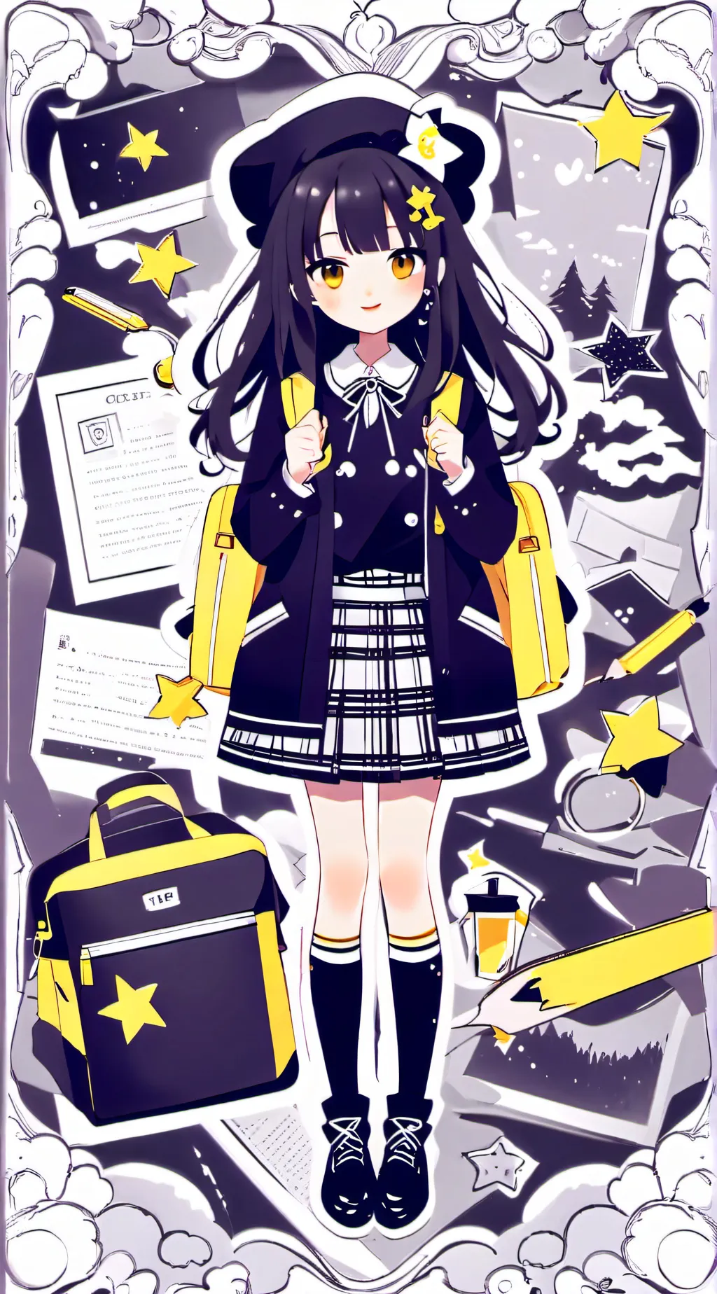 ai character: Girl school  background