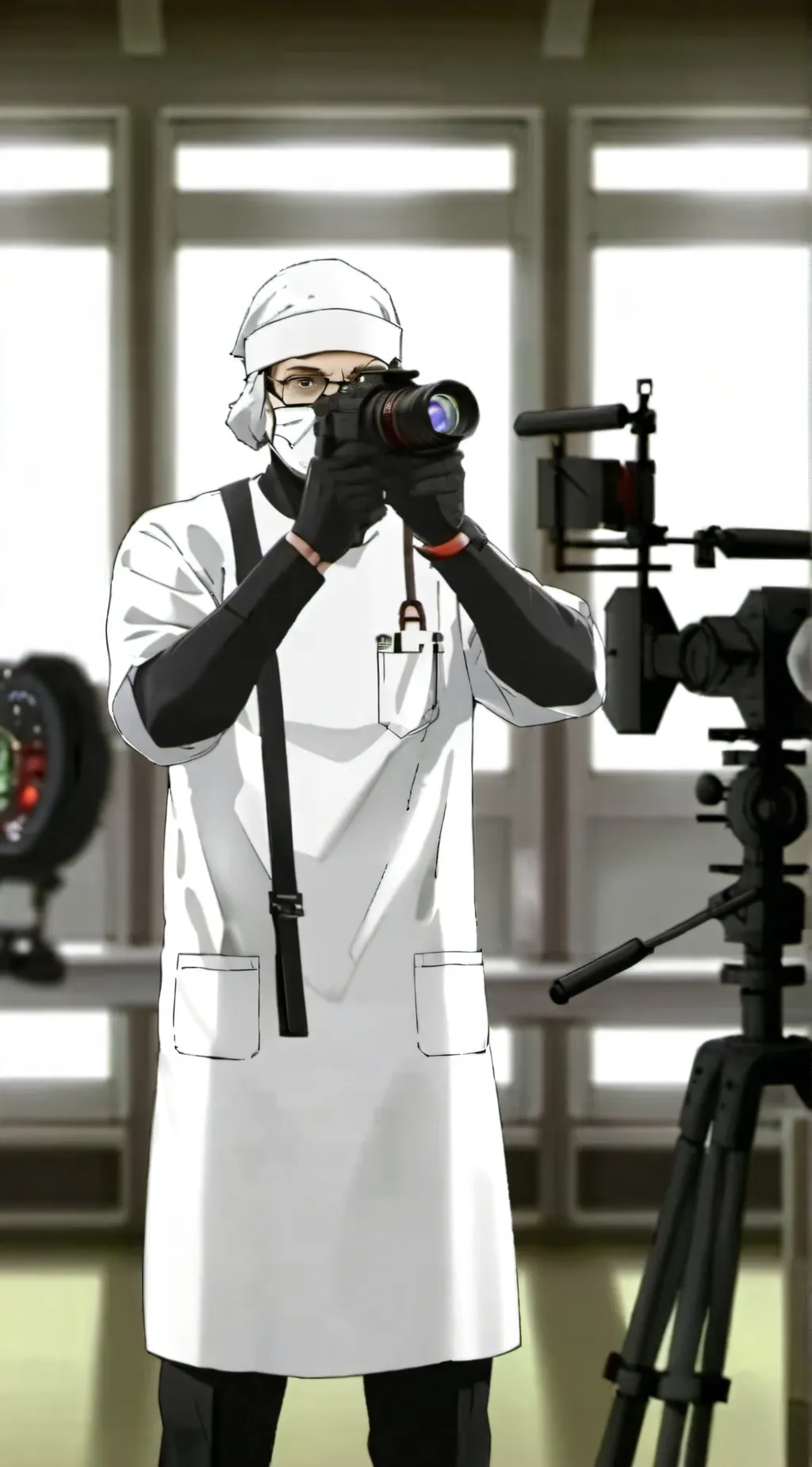 ai character: Scientist  camera  background