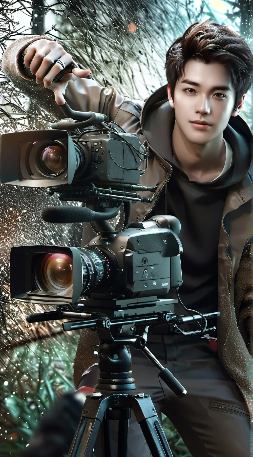 ai character: brown cameraman background