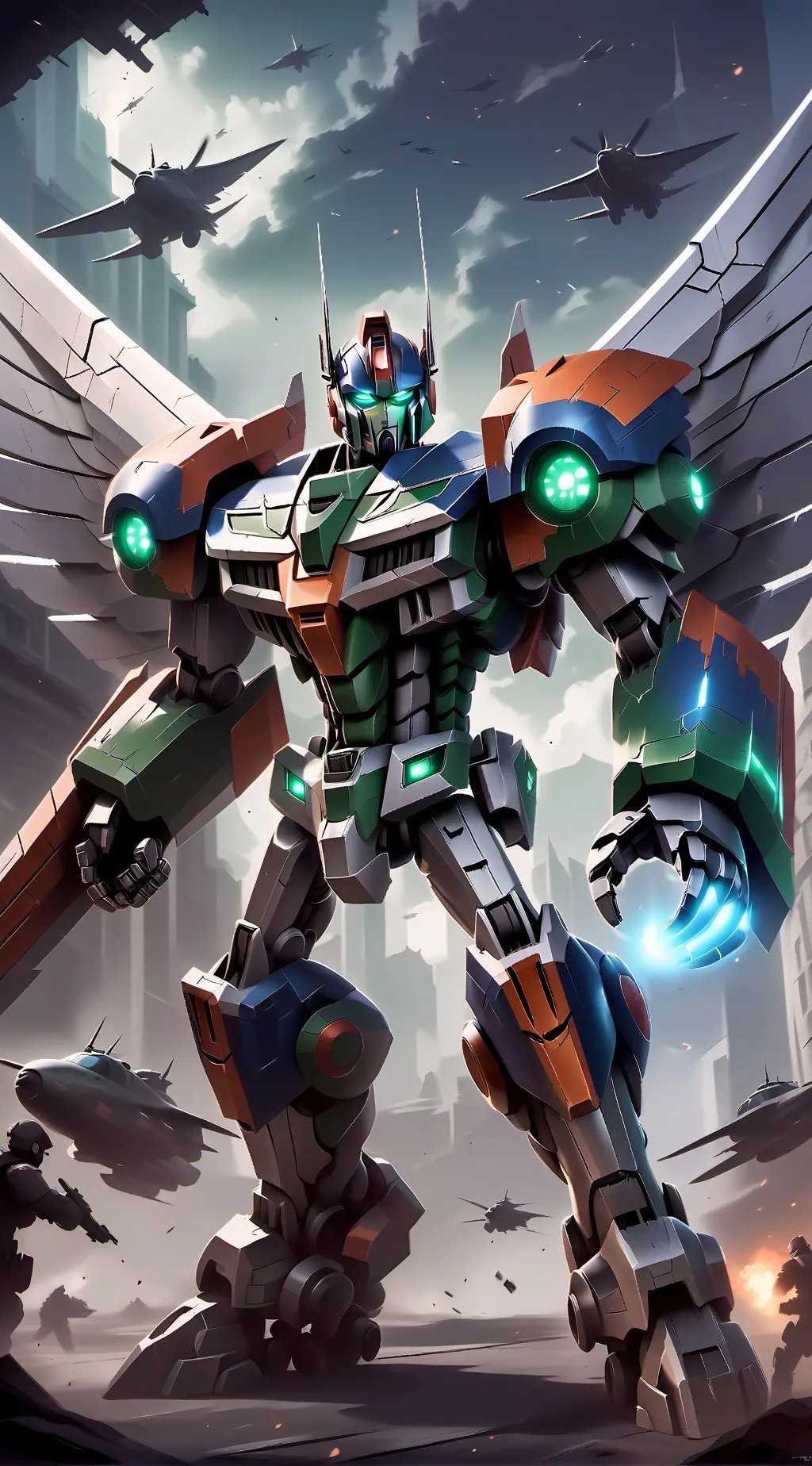 ai character: OPTIMAL OPTIMUS  background