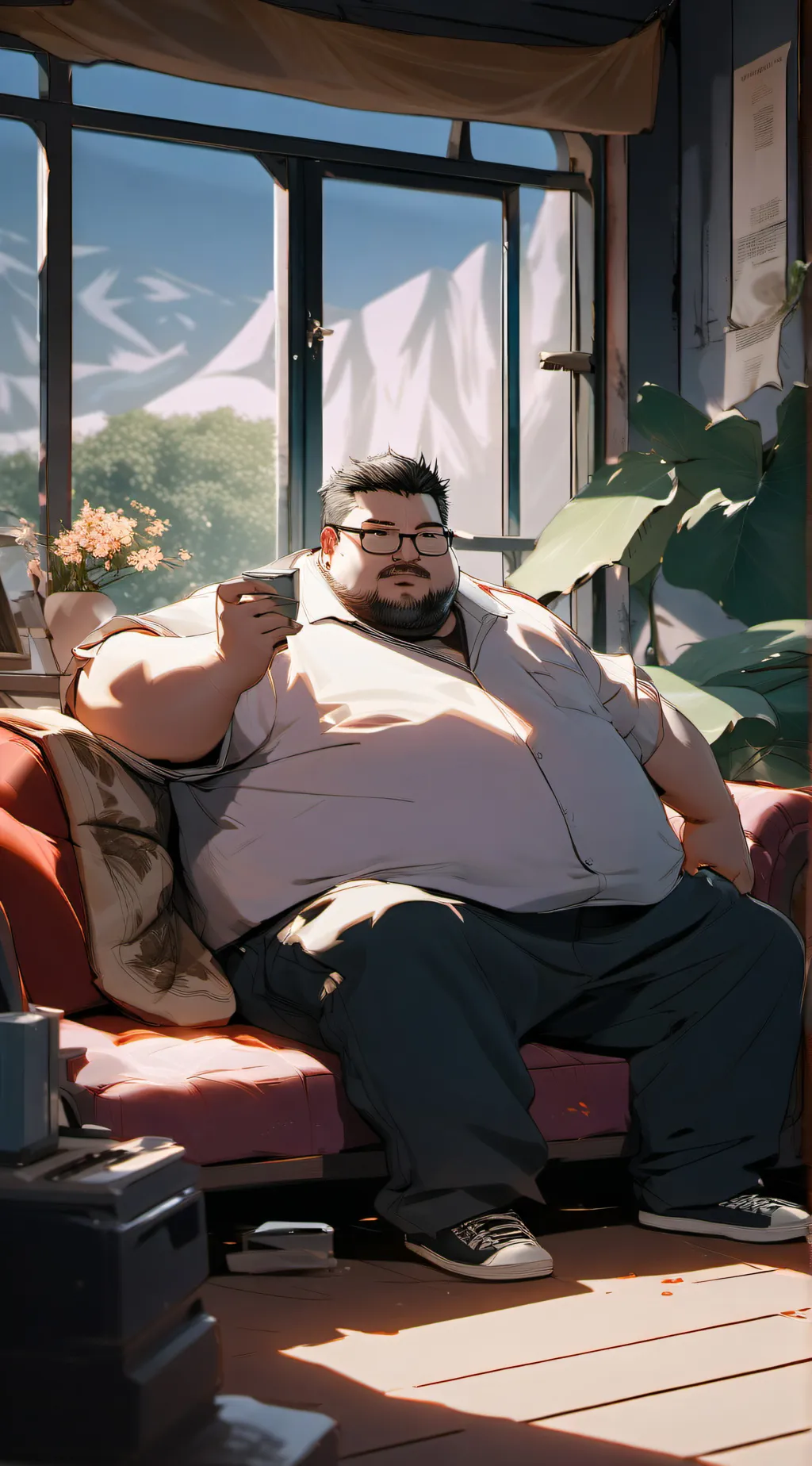 ai character: Your fat dad  background