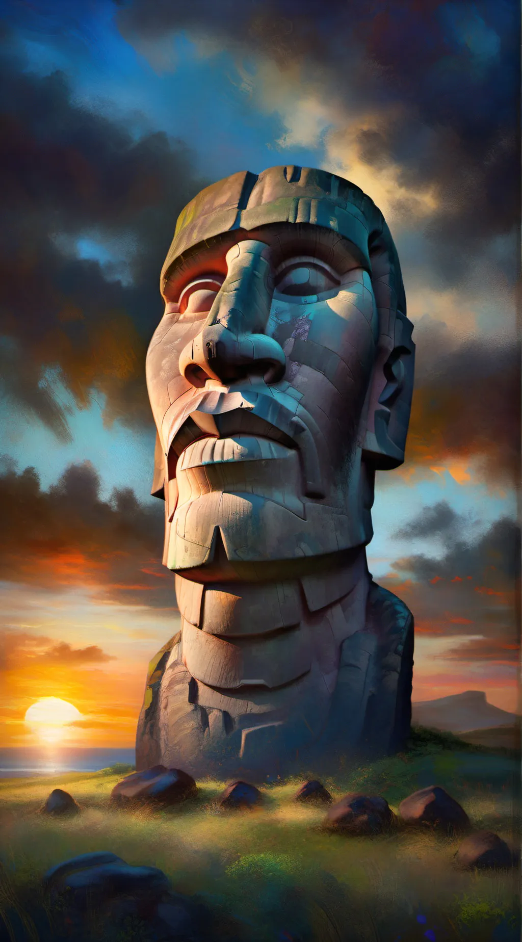 ai character: moai 🗿🗿🗿🗿🗿  background