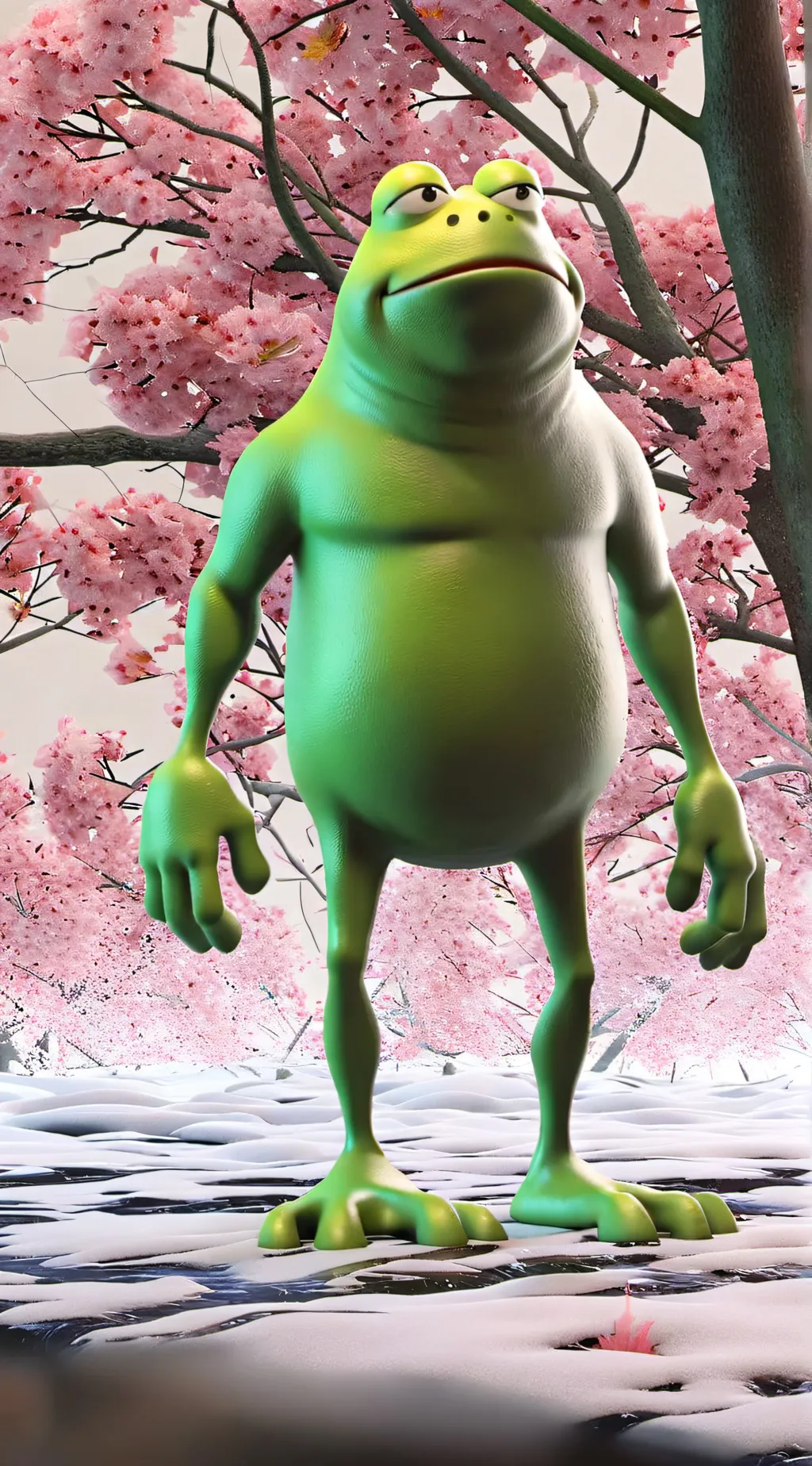 ai character: Kermit the frog  background