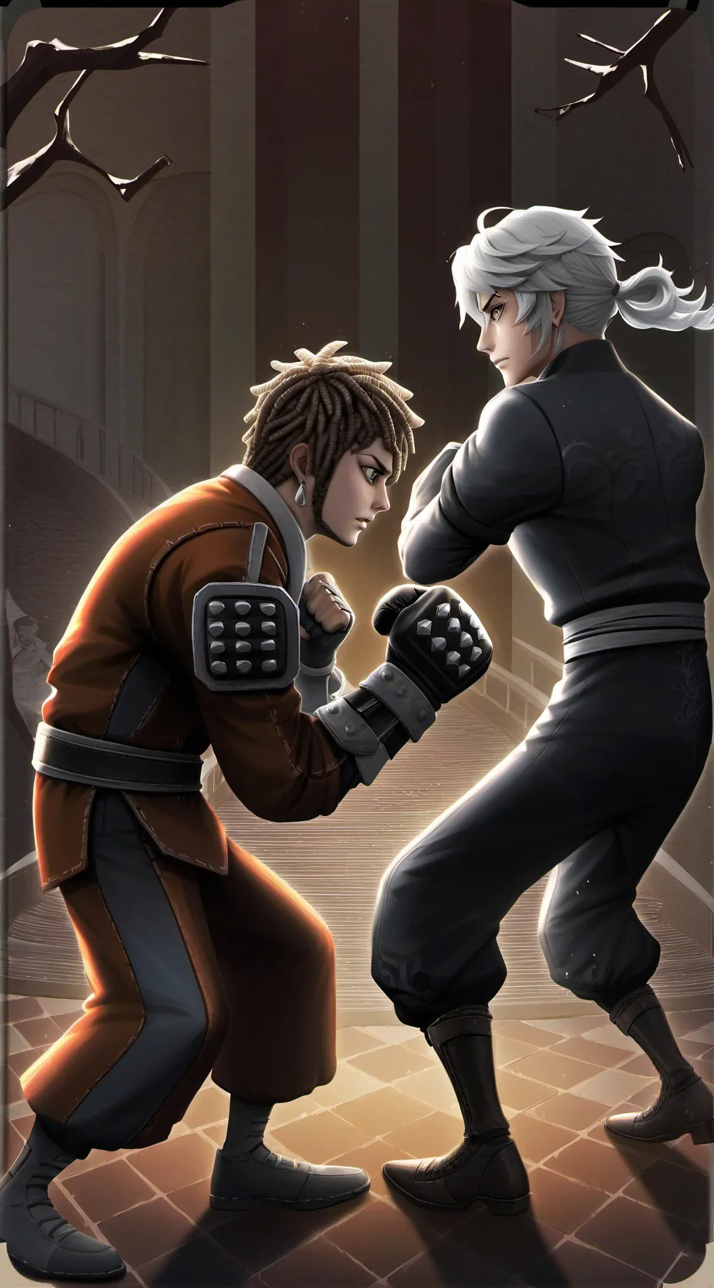 ai character: a cool anime fight background