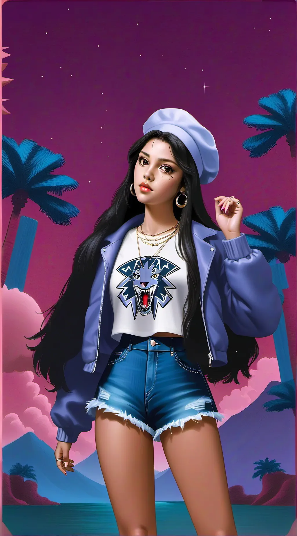 ai character: Olivia Rodrigo  background