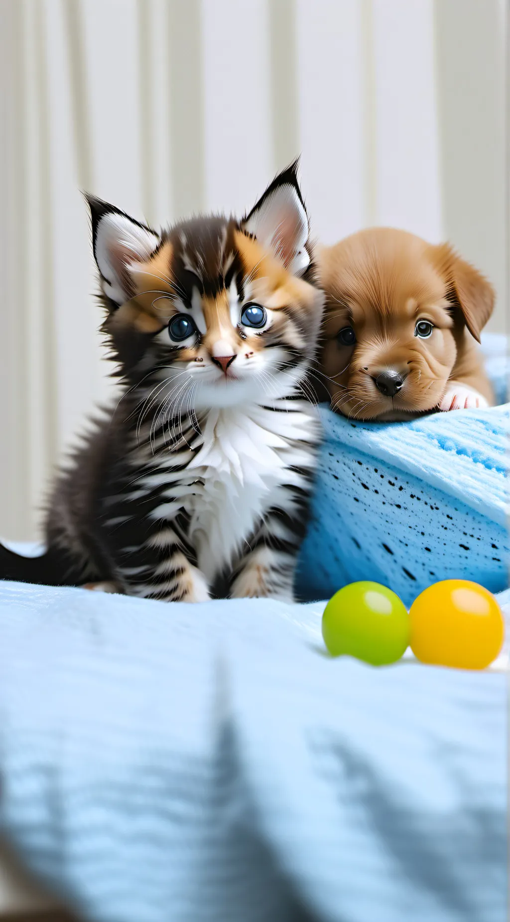 ai character: Puppy and kitten  background