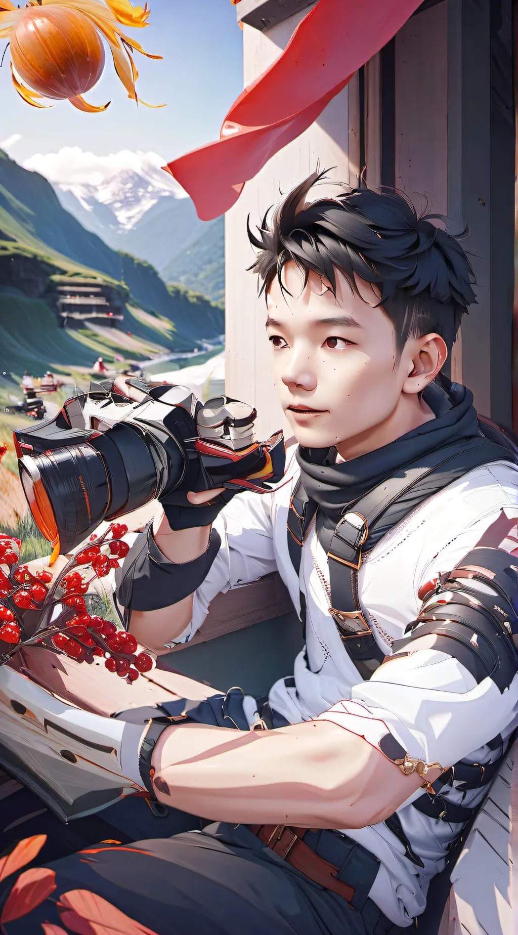 ai character: photographer boy background