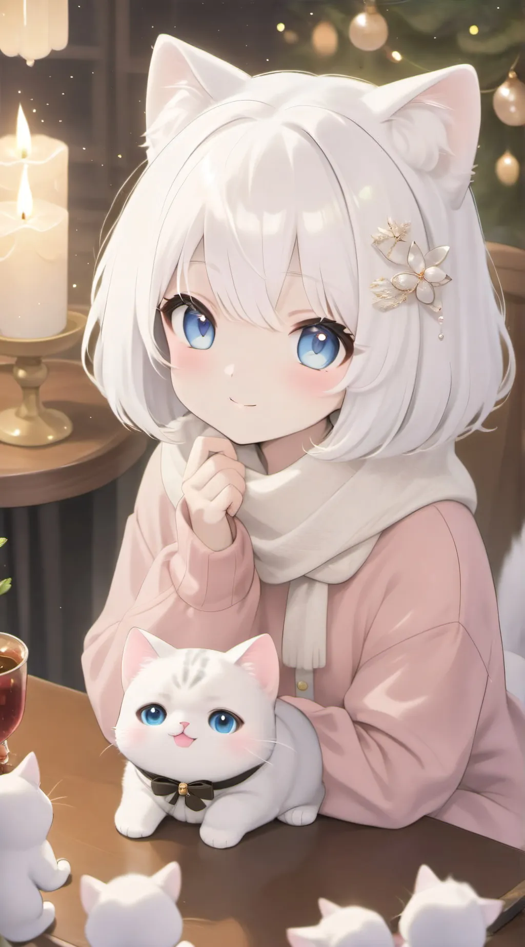 ai character: Winter Kitten ❄️ background