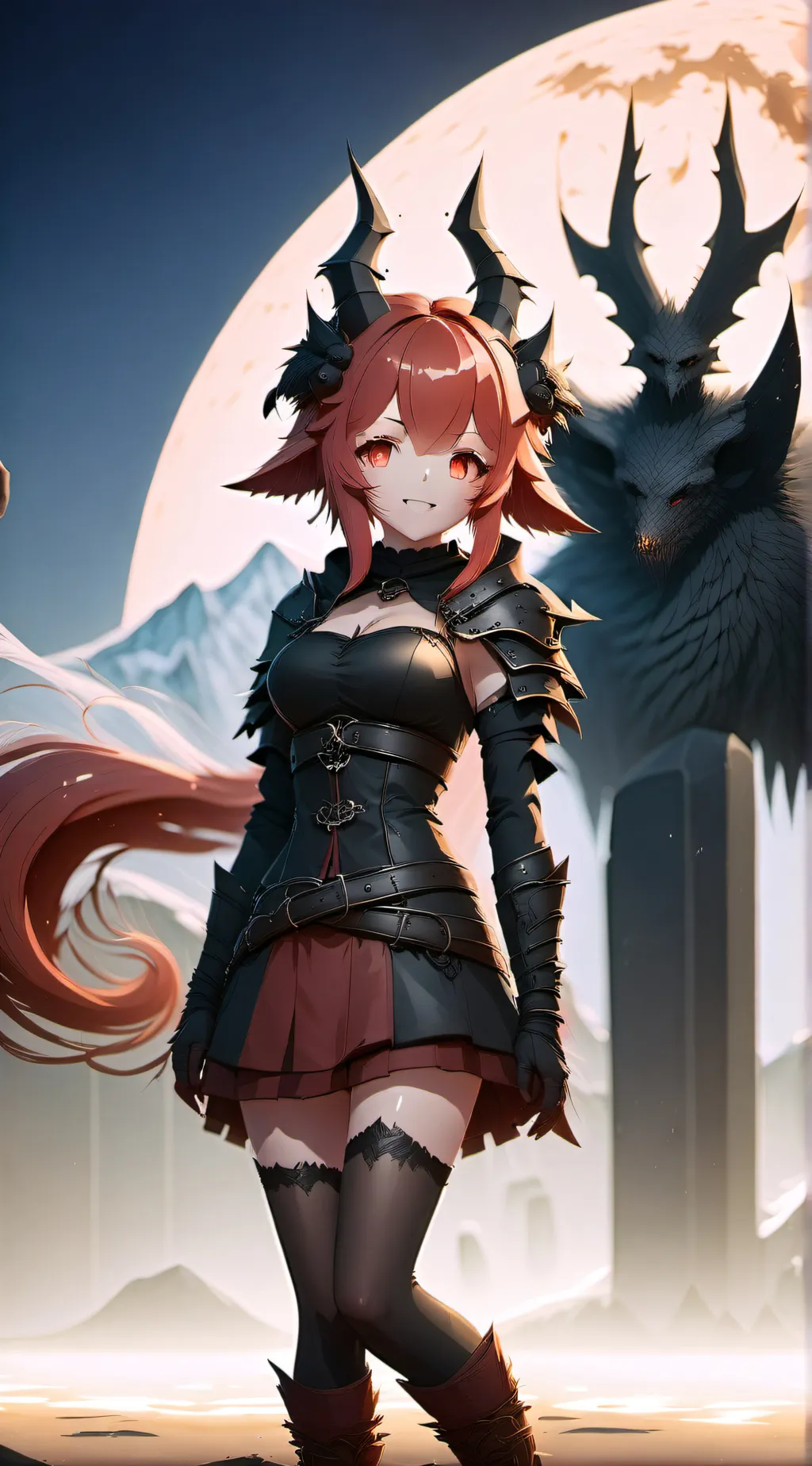 ai character: Demon girl  background