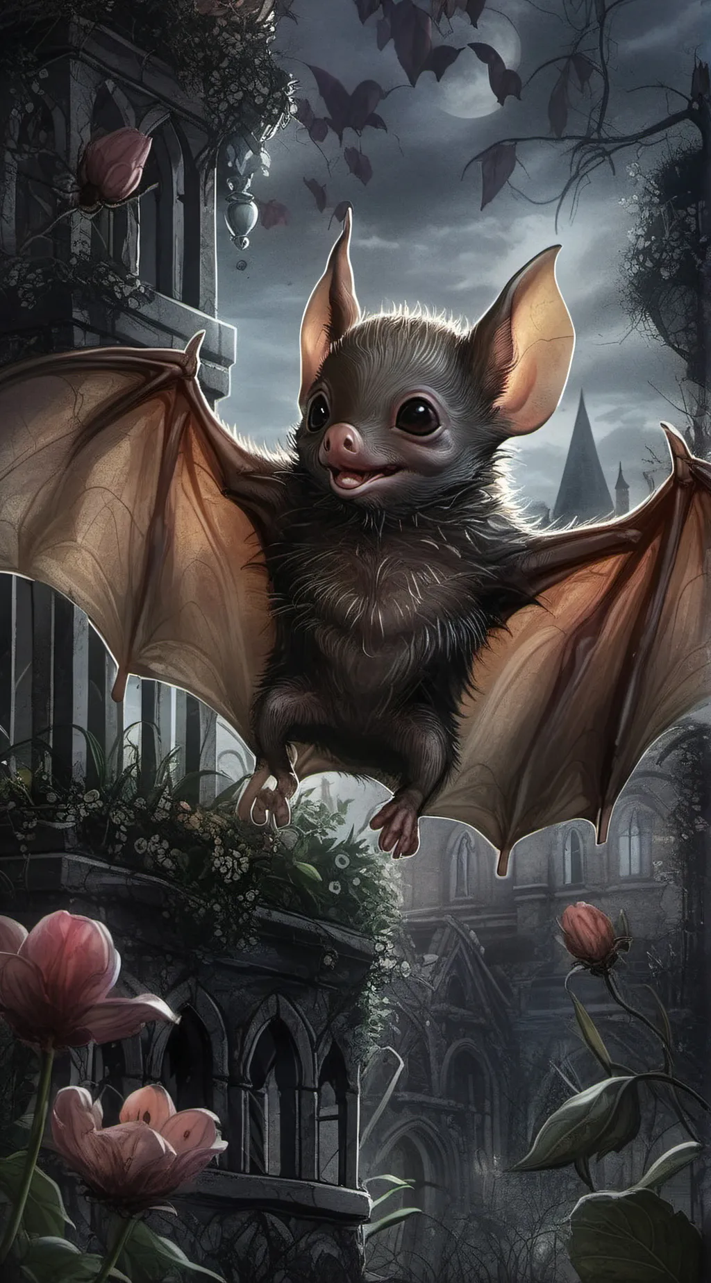ai character: baby bat background