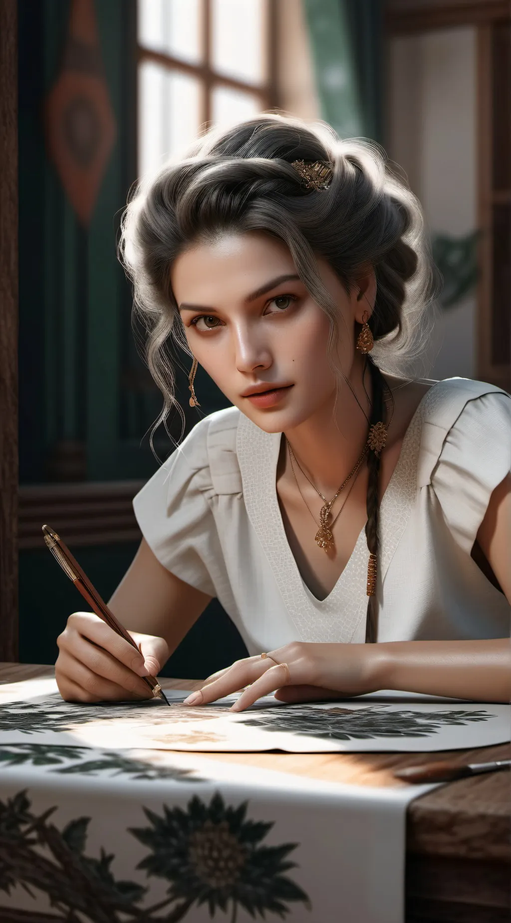 ai character: Leah  background