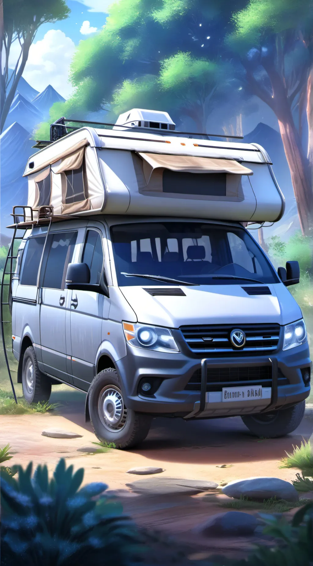 ai character: hh  hb road trip background