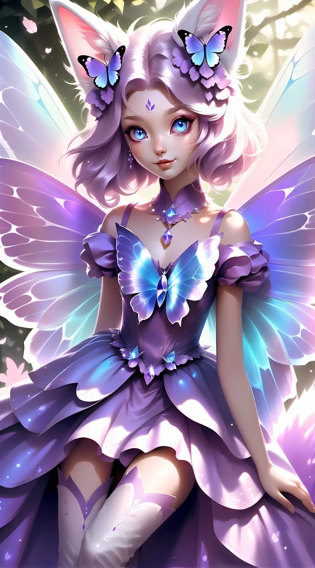 ai character: violet kitty  background